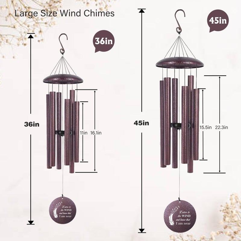 ASTARIN 36" Large Deep Tone Personalized Sympathy Wind Chimes, Memorial Wind Chime for Loss of Mother Father Loved One, Angel's Feather Bereavement Gifts Decor Outdoor Patio Garden(Produced in USA) - Image 5